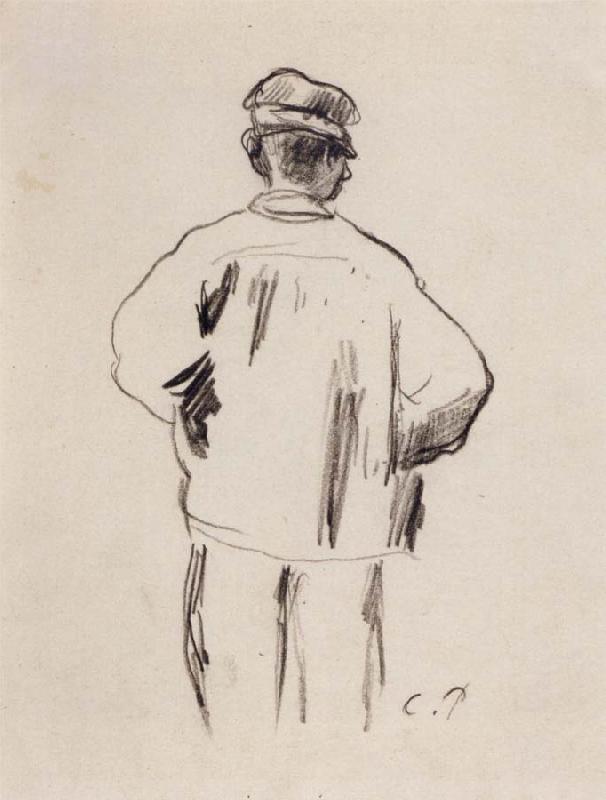 Camille Pissarro Rear View for a man in a smock oil painting image